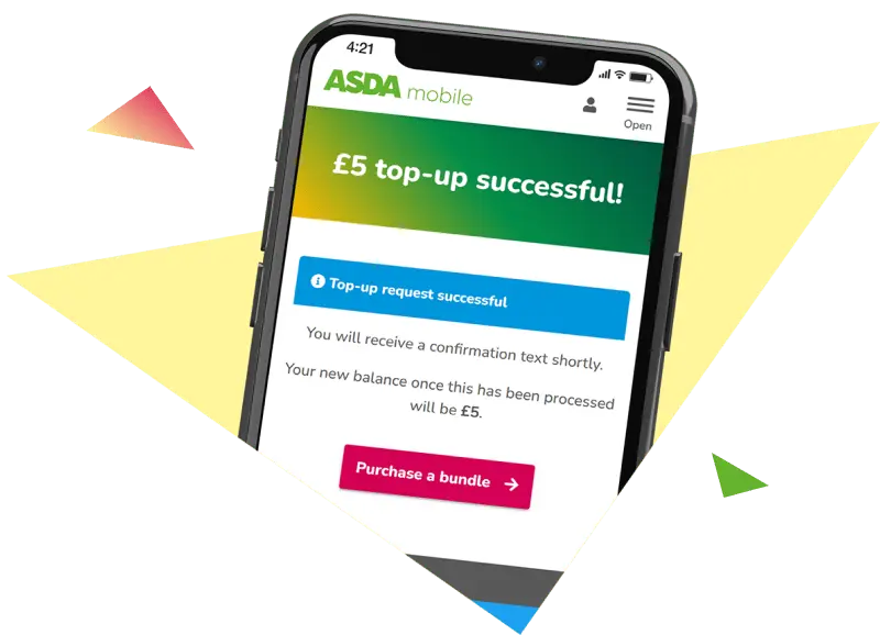 Top up image showing My Account